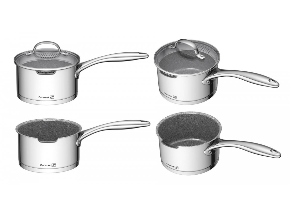G21 Sada nádobí  Gourmet Miracle s cedníkem, 9 dílů, nerez/greblon