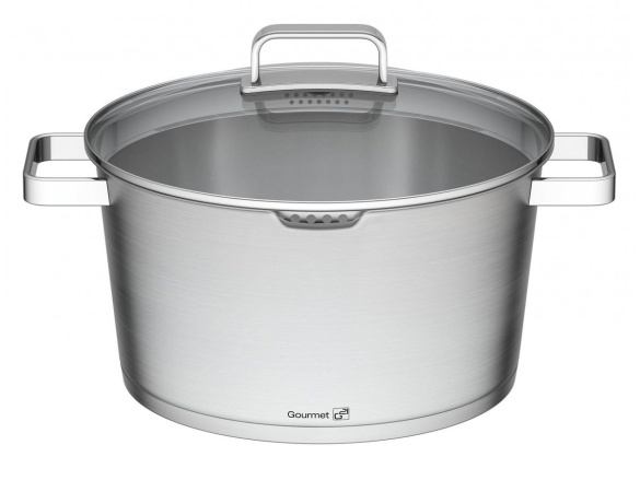 G21 Hrnec  Gourmet Magic s cedníkem 28 cm s poklicí nerez