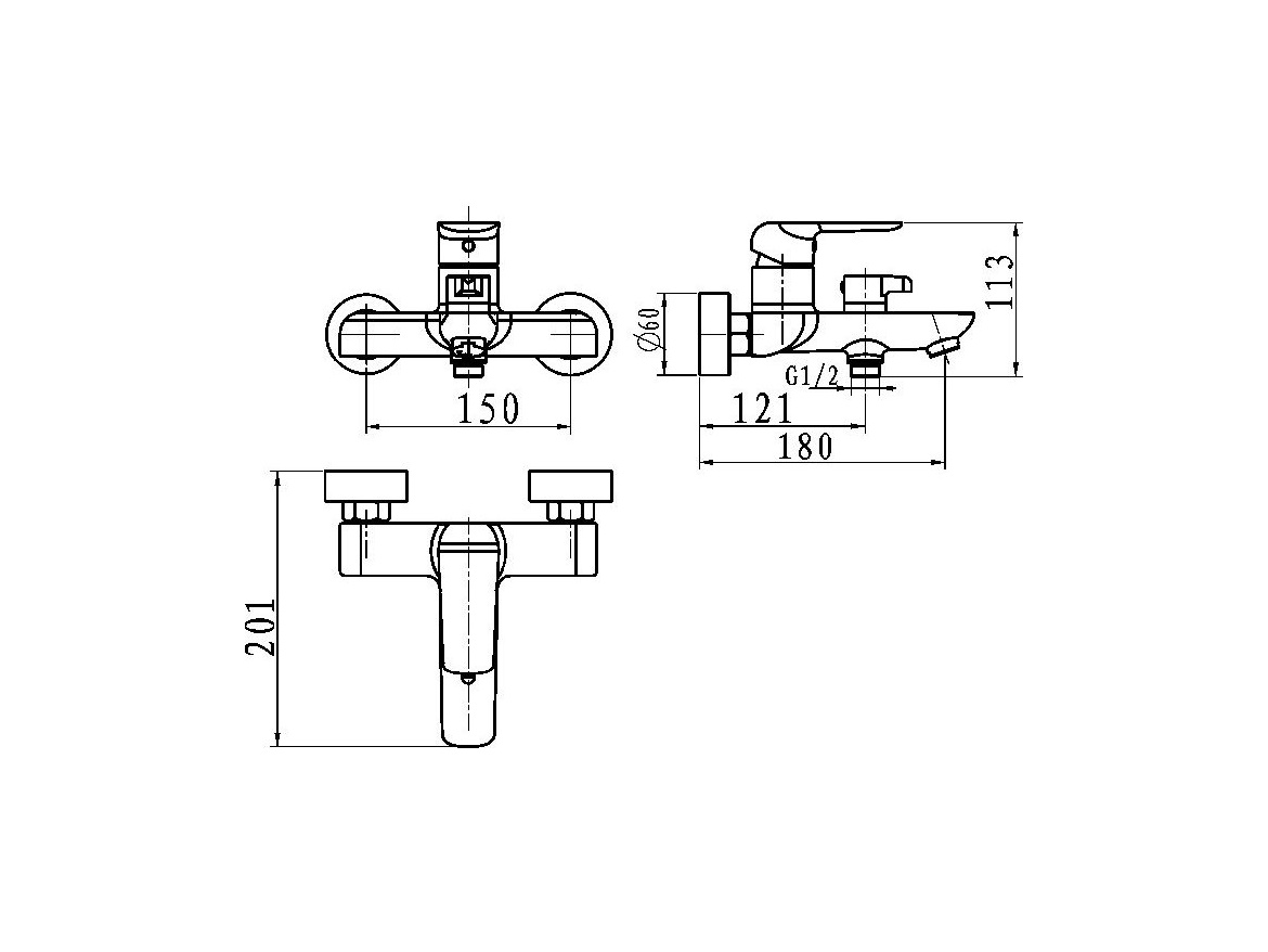 Novaservis Vanová baterie Nobless Tina 150 mm, bílá/chrom, nástěnná, bez příslušenství,  38020/1,1