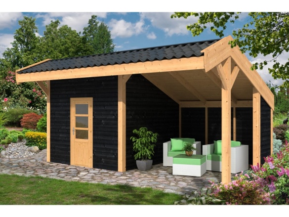 Tuindeco Markelo DIY Open-sided Barn black impregnated