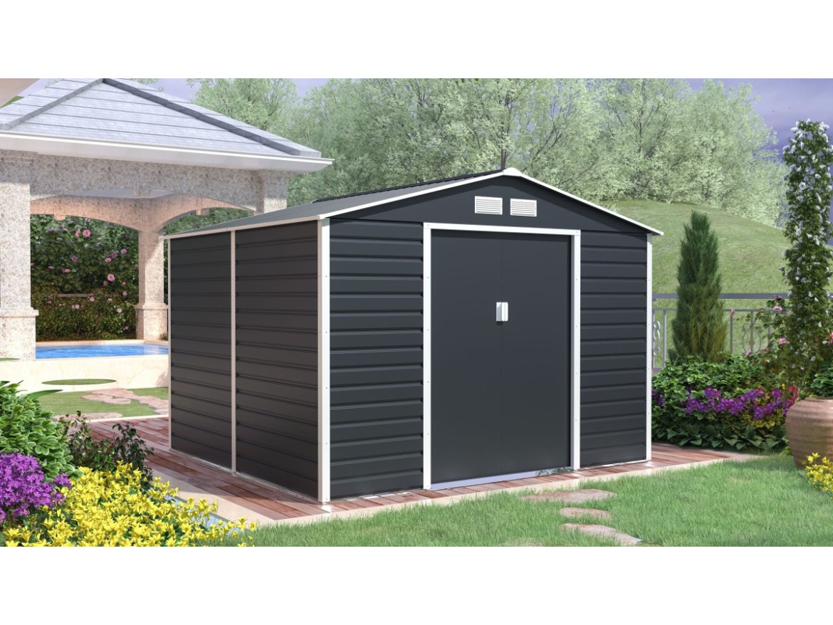 Plechový záhradný domček G21 GAH 706 - 277 x 255 cm, antracitový
