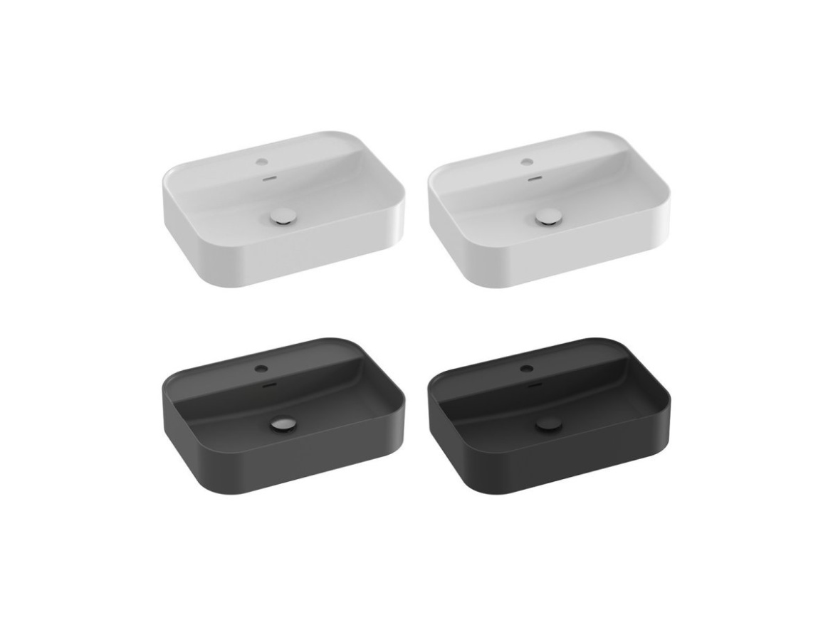 Ravak Umývadlo Ceramic Slim Shelf R 55, s otvorom pre batériu, s prepadom, biela matná