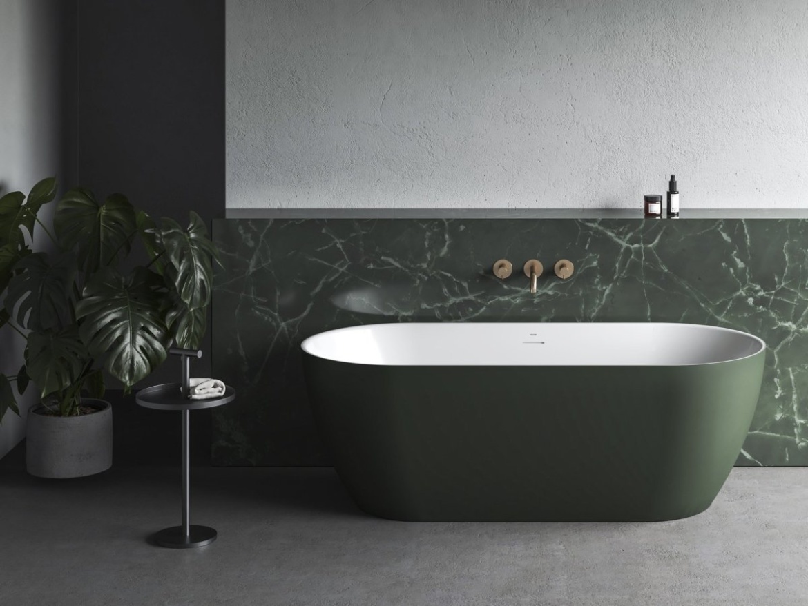 Ravak Vana Freedom O Tec 170x77 volně stojící, Alabaster Pink/bílá, krytka odtoku bílá/černá/chrom