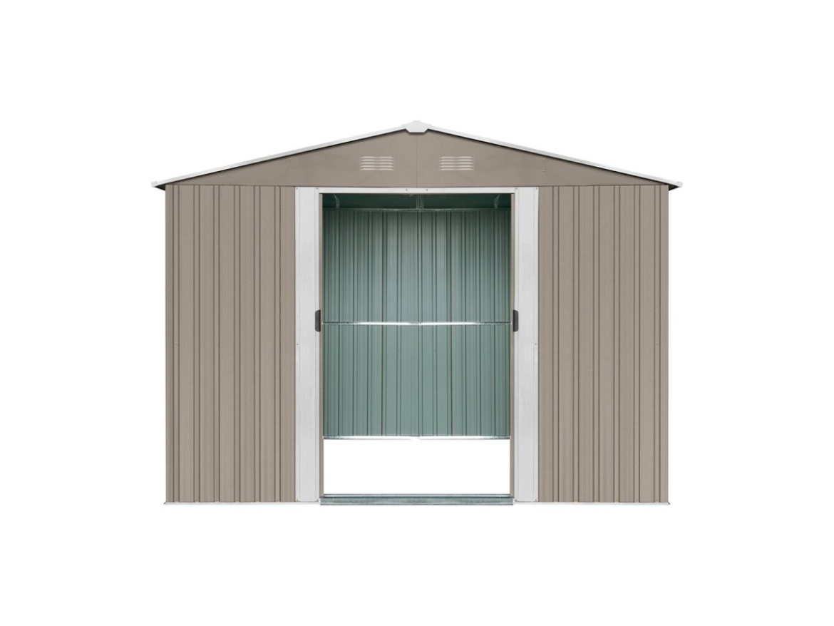 Zahradní domek kovový 3 x 3,7 m se sedlovou střechou hnědý Riwall PRO RMSA 12x10 Brown