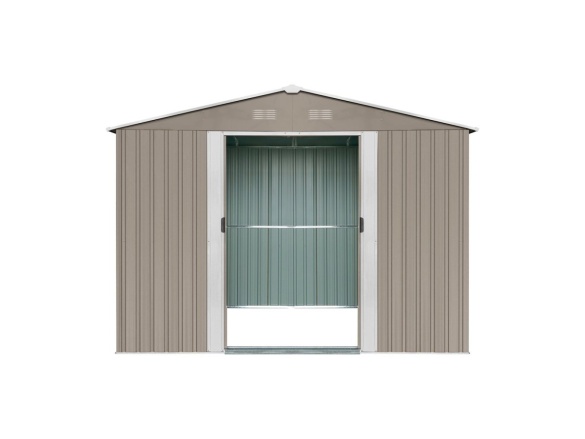 Zahradní domek kovový 3 x 3,7 m se sedlovou střechou hnědý Riwall PRO RMSA 12x10 Brown