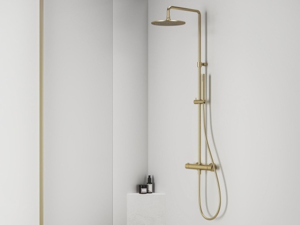 Ravak ES 091.60GLB Sprchový stĺp s termostatickou batériou, so sprchovým setom, Gold Brushed