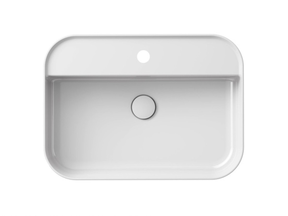 Ravak Umývadlo Ceramic Slim Shelf R 55, s otvorom pre batériu, s prepadom, biela matná