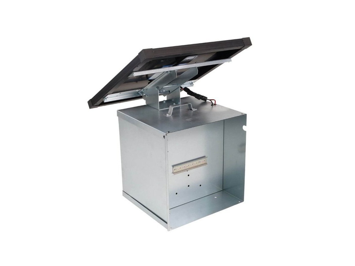 Scobax Základní sada na solární ohradník s přenosnou schránkou, regulátor 10 A, panel 100 W, konzole