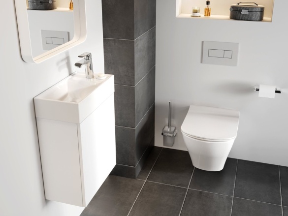 Ravak Umývadlo Veda Slim 40, s otvorom pre batériu, bez prepadu, čierna matná