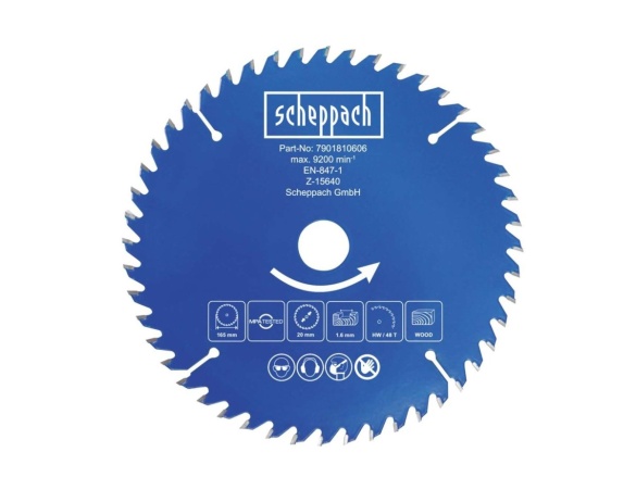 Pro BC-HCS165-X / C-HCS165-X Scheppach Pilový kotouč TCT ( 165 x 20 x 1,6 mm, 48 Z )