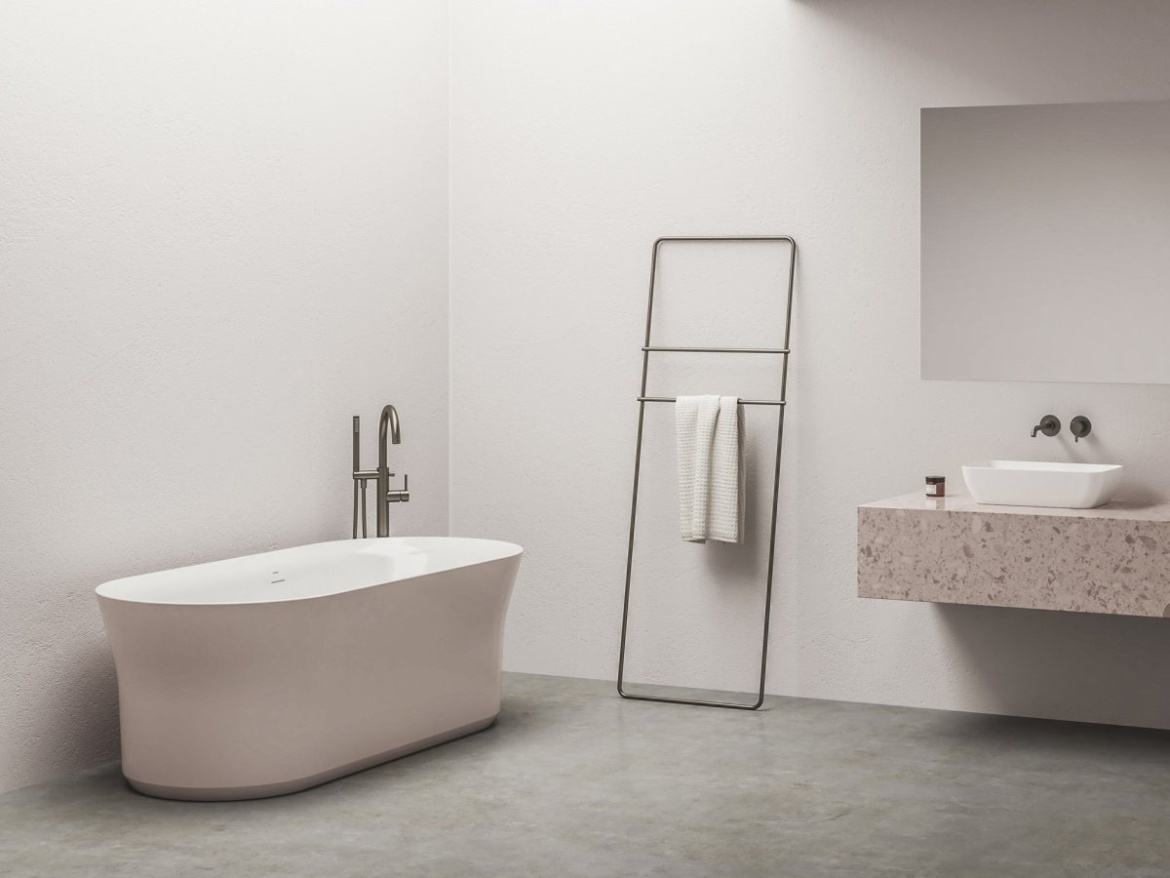 Ravak Vana Ypsilon 180x80, volně stojící, Smoke Grey/bílá, krytka odtoku bílá