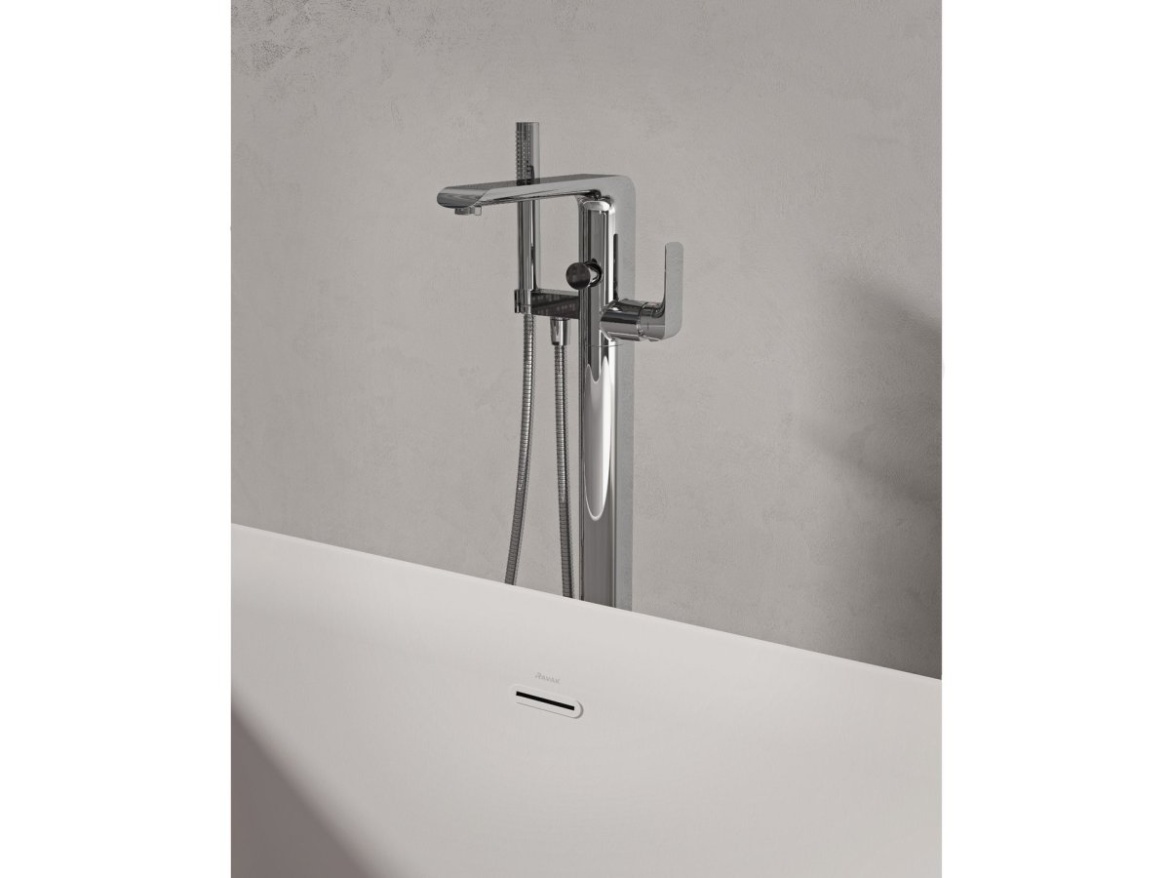 Ravak FL 080.00CR.RB07A Vaňová batéria do podlahy pre R-box, so sprchovým setom, chróm