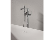 Ravak FL 080.20BL.RB07A Vaňová batéria do podlahy pre R-box, so sprchovým setom, čierna