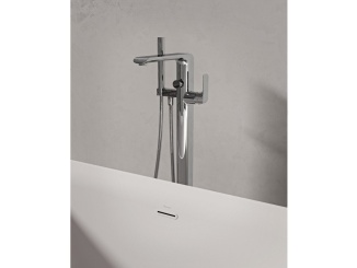 Ravak –  Ravak FL 080.20BLM.RB07A Vaňová batéria do podlahy pre R-box, so sprchovým setom, čierna matná