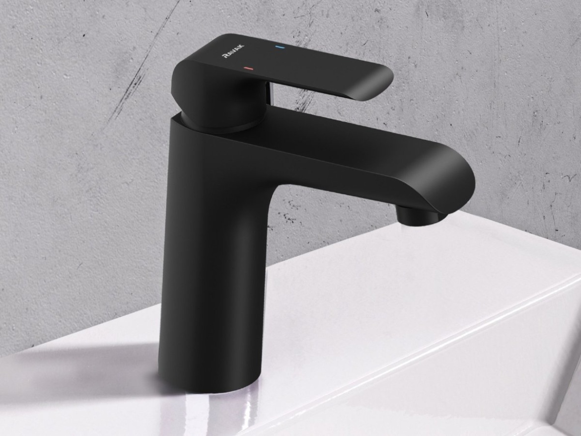 Ravak FL 013.20BL Umývadlová batéria 151 mm s odtokovou armatúrou ClickClack, čierna