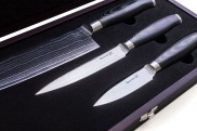 G21 Sada nožů  Gourmet Damascus v bambusovém bloku 5 ks + brusný kámen
