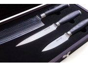 G21 Sada nožů  Gourmet Damascus v bambusovém bloku 5 ks + brusný kámen