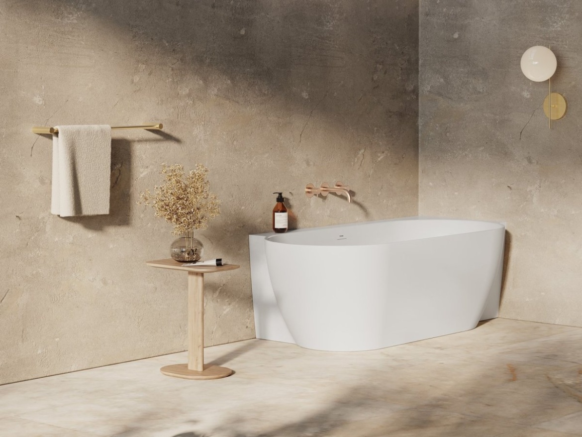 Ravak Vana Freedom Corner II Tec 175x86 P, volně stojící, Alabaster Pink/bílá, krytka odtoku bílá/černá/chrom