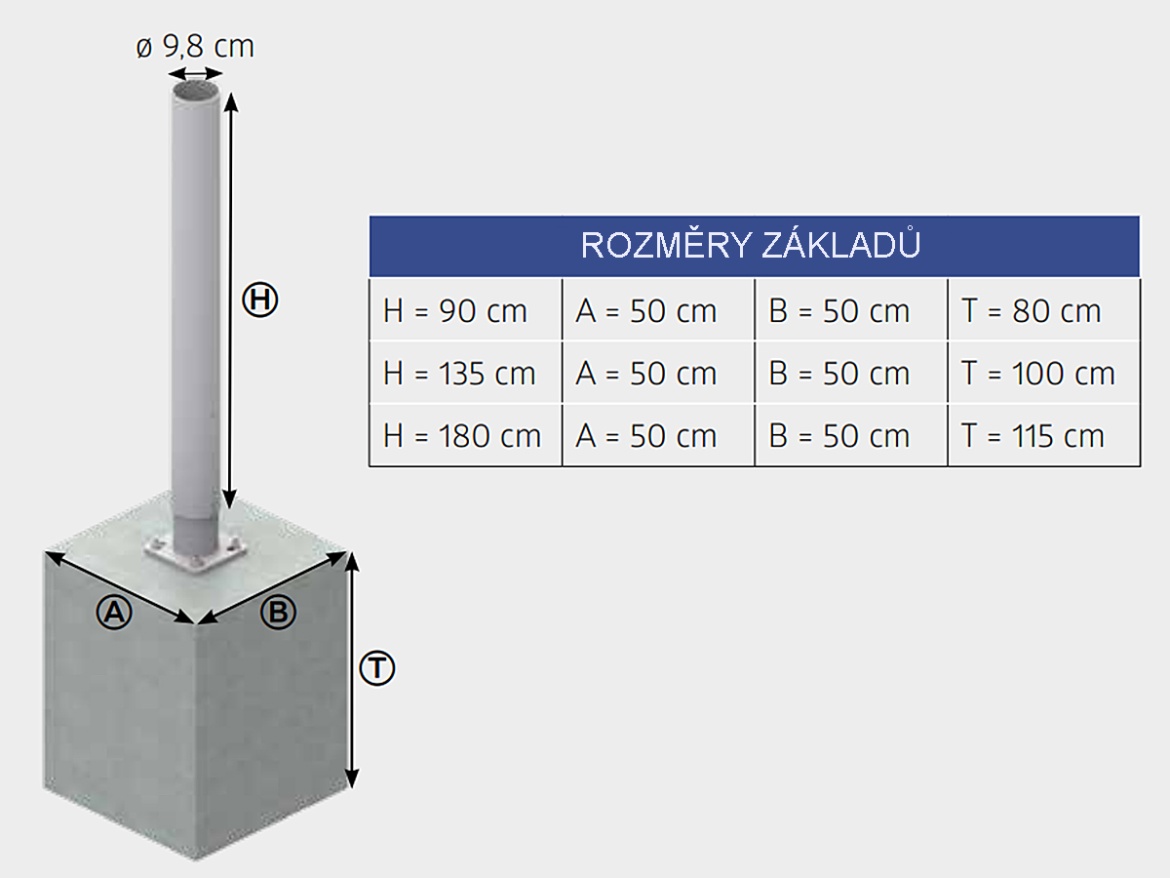 Biohort Sloupek pro povrchové ukotvení