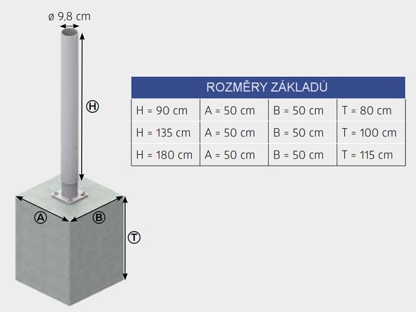 Biohort Sloupek pro povrchové ukotvení