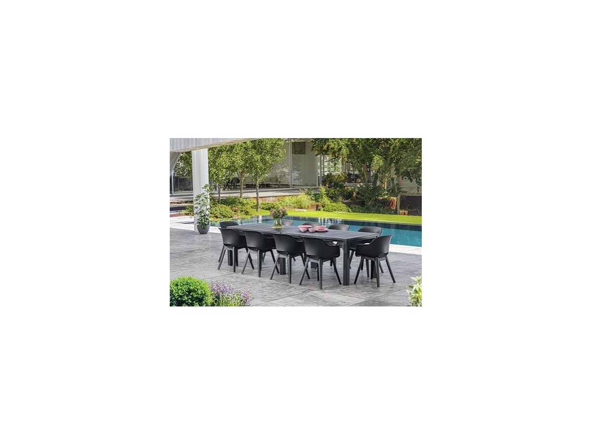 Keter Jídelní stůl  JULIE DOUBLE - 295 x 90 x 74,5 / 147,5 x 180 x 74,5 - grafitový