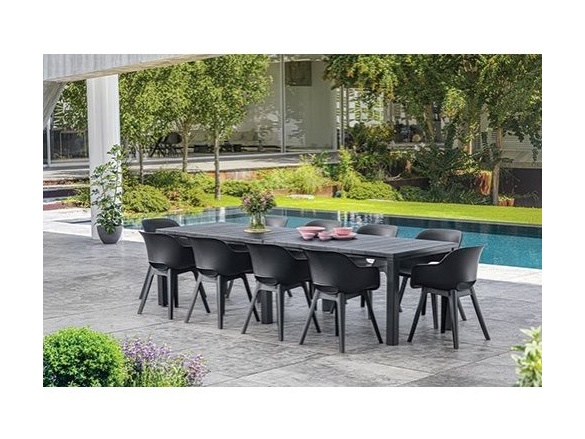 Keter Jídelní stůl  JULIE DOUBLE - 295 x 90 x 74,5 / 147,5 x 180 x 74,5 - grafitový