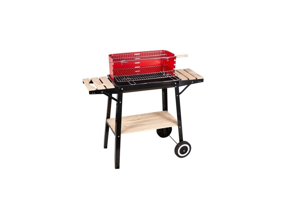 Garden Line Zahradní gril s bočními policemi a kolečky 93x42x84 cm