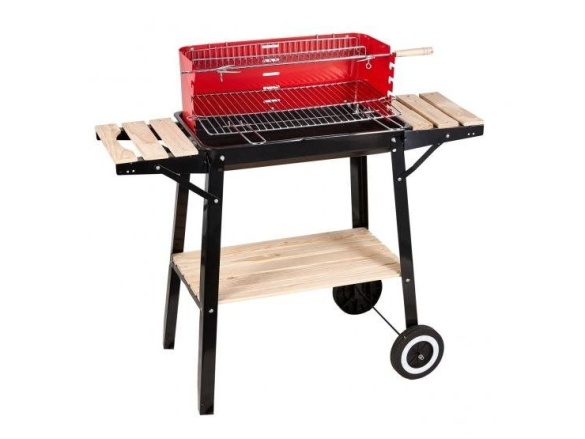 Garden Line Zahradní gril s bočními policemi a kolečky 93x42x84 cm