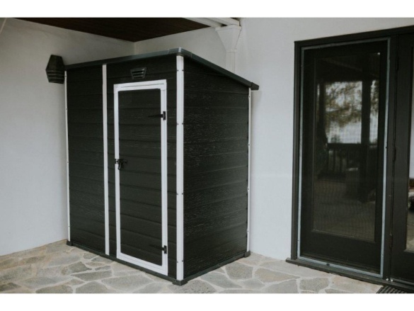 Keter Zahradní domek Keter Essential Shed 6x4 - 112 × 184 × 195 cm - tmavě šedý/bílý