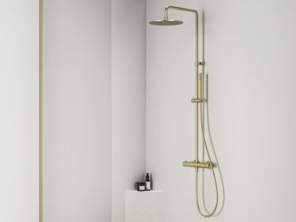 Ravak ES 091.60RGB Sprchový stĺp s termostatickou batériou, so sprchovým setom, Rose Gold Brushed