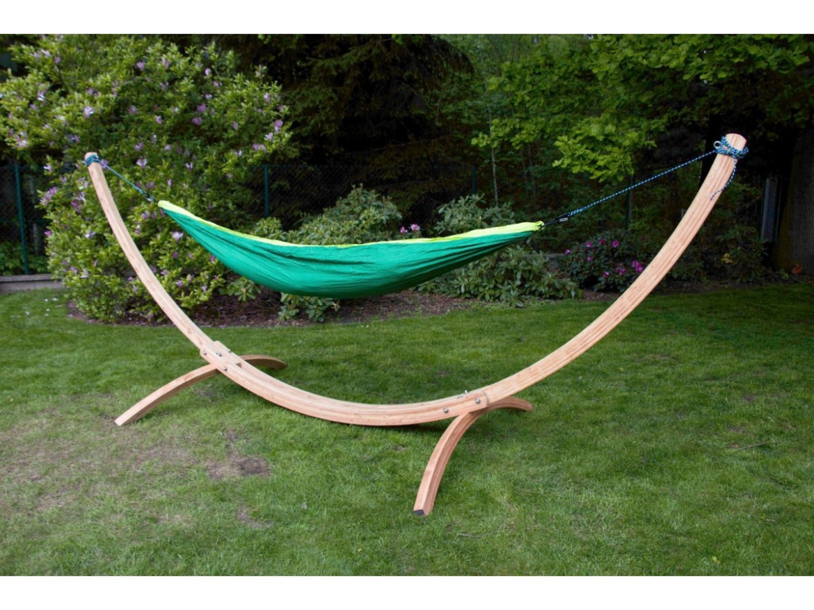 Hamaka Houpací síť pro dva Camping + Slap strap (zelený SET)