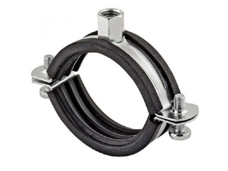 Vodoinstalace –  Koňařík Dvoušroubová objímka 210 - 219 mm, M8 / M10, s tlumící vložkou, pozinkovaná