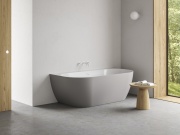 Ravak Vana Freedom Wall Tec 170x87, volně stojící, Smoke Grey/bílá, krytka odtoku bílá/černá/chrom