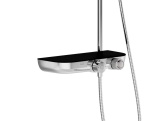 Ravak TE 094.02CR/BL Sprchový sloup s termostatickou baterií, posuvný, s funkcí Stop, s poličkou, se sprchovým setem, chrom/černá
