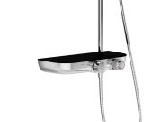 Ravak TE 094.02CR/BL Sprchový sloup s termostatickou baterií, posuvný, s funkcí Stop, s poličkou, se sprchovým setem, chrom/černá