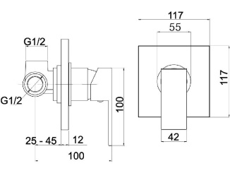 Novaservis –  Novaservis Sprchová baterie Nobless Sharp, chrom, podomítková, bez příslušenství,  37050,0