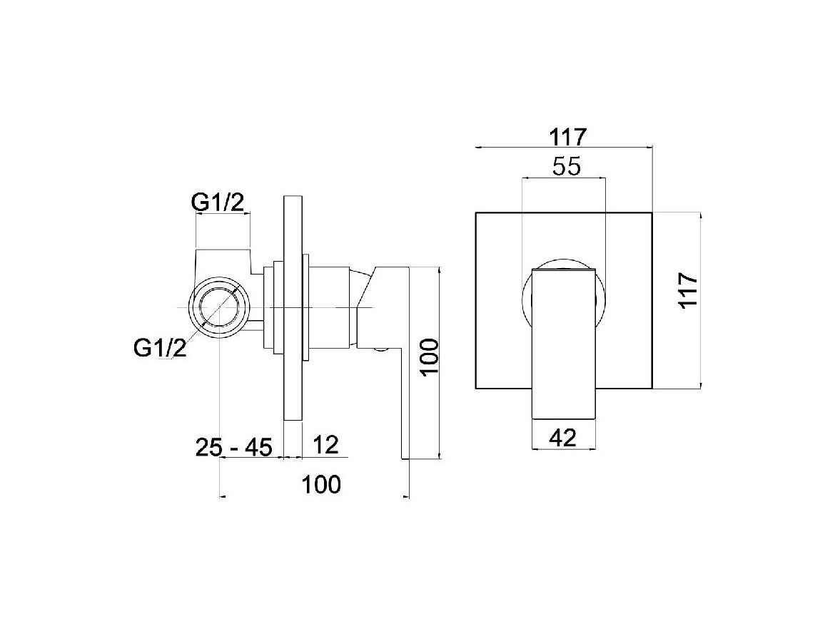Novaservis Sprchová baterie Nobless Sharp, chrom, podomítková, bez příslušenství,  37050,0