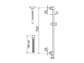 Sprchování –  Novaservis Sprchová sada KIT 74 cm, sprcha 3S, nastavitelná rozteč, chrom,  KIT201,0