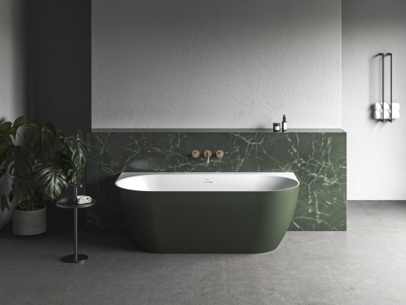 Ravak Vana Freedom Wall Tec 170x87 cm, volně stojící, Grey Green/bílá, krytka odtoku bílá/černá/chrom