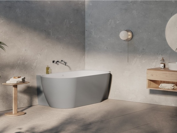 Ravak Vana Freedom Corner II Tec 175x86 L, volně stojící, Alabaster Pink/bílá, krytka odtoku bílá/černá/chrom