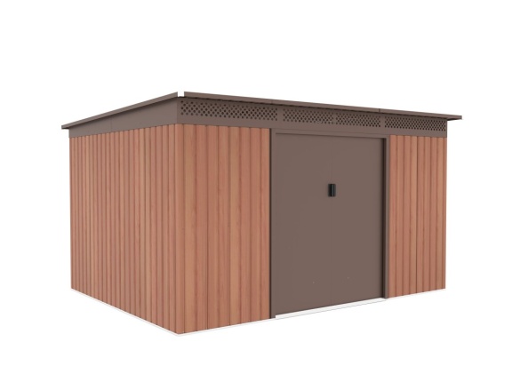 Plechový zahradní domek G21 GRAH 915 - 340 x 269 cm, hnědý