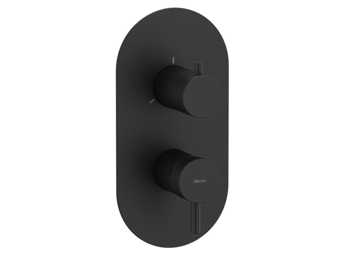 Ravak ES 068.20BLM.O3.RB07F Podomítková baterie 3-cestná bez tělesa, Black Matt