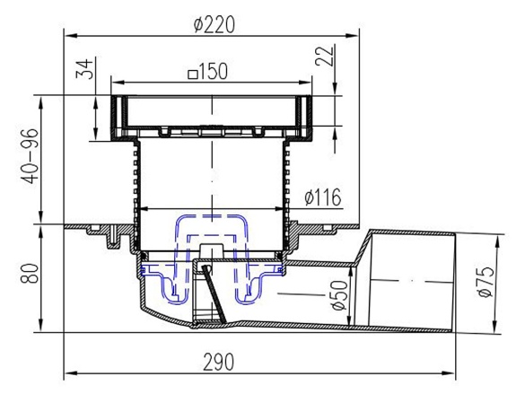 Vpusť Chuděj PVBU 50/75 (univerzální)