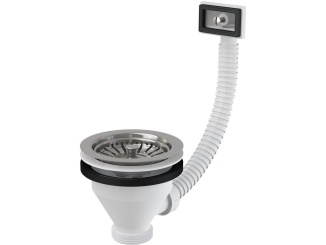 Mosogatók –  Alcadrain Dřezová výpusť 6/4", nerez mřížka, s flexi přepadem,  A38