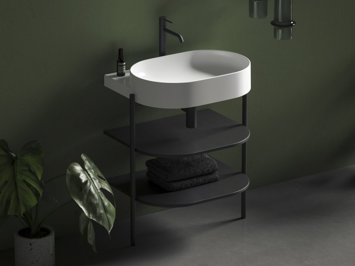 Ravak Umyvadlo Yard 60, s otvorem pro baterii, bez přepadu, Grey Green