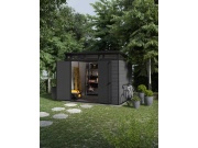 Plastový záhradný domček Keter Cortina 9x7 grafitový, s podlahou
