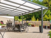Hliníková pergola - číry/biela konštrukcia Gutta Terrassendach Premium