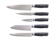 G21 Sada nožů  Gourmet Damascus v bambusovém bloku 5 ks + brusný kámen