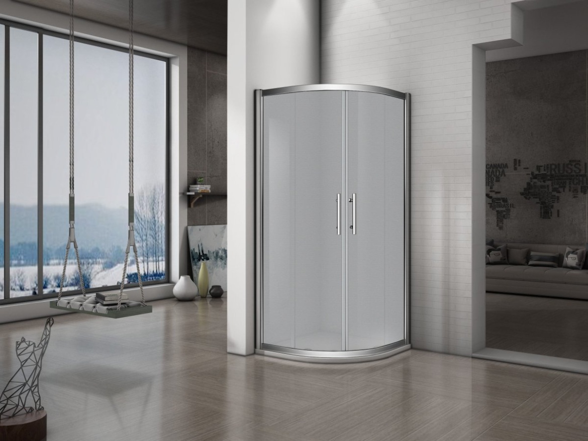 Lansanit Sprchový kout Monte 90 x 90 cm, sklo matné, profil aluchrom, čtvrtkruh,  QF99-190-M
