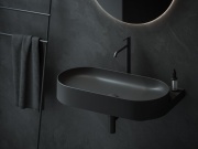 Ravak Umyvadlo Yard 80, s otvorem pro baterii, bez přepadu, černá matná